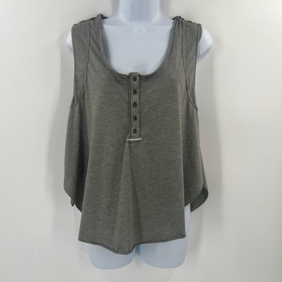 Free People Tops - Free People FP Movement Gray Open Side‎ Tie Tank Top L Henley Style Athleisure